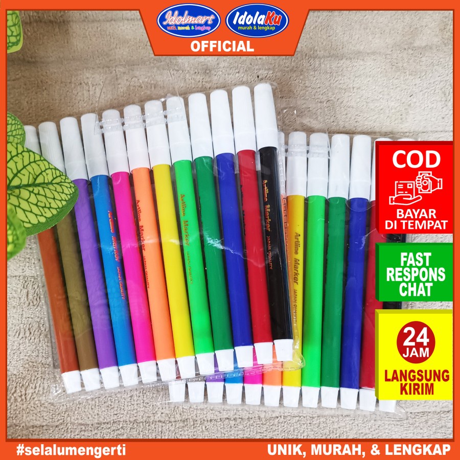 IDOLMART Artline Spidol 12 warna - Spidol artline kecil 12 warna (set) Idolmart Surabaya