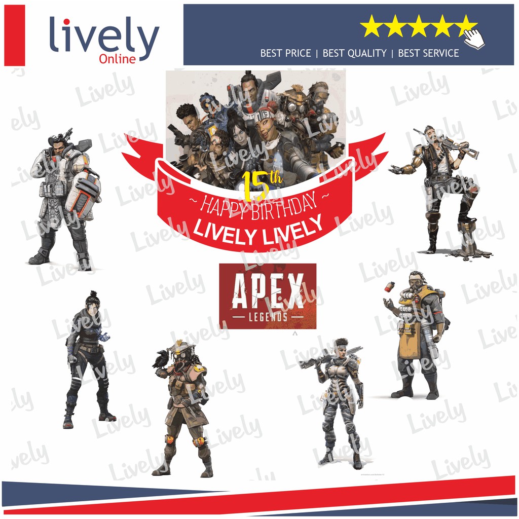 CUSTOM NAMA CAKE TOPPER KARAKTER APEX LEGEND HIASAN KUE ULANG TAHUN HAPPY BIRTHDAY