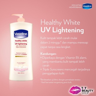 Image of Vaseline Lotion Healthy White UV EXTRA BRIGHTENING | UV Lightening 100ml - 200ml - 400 Ml | Vaseline Healthy White Hand body