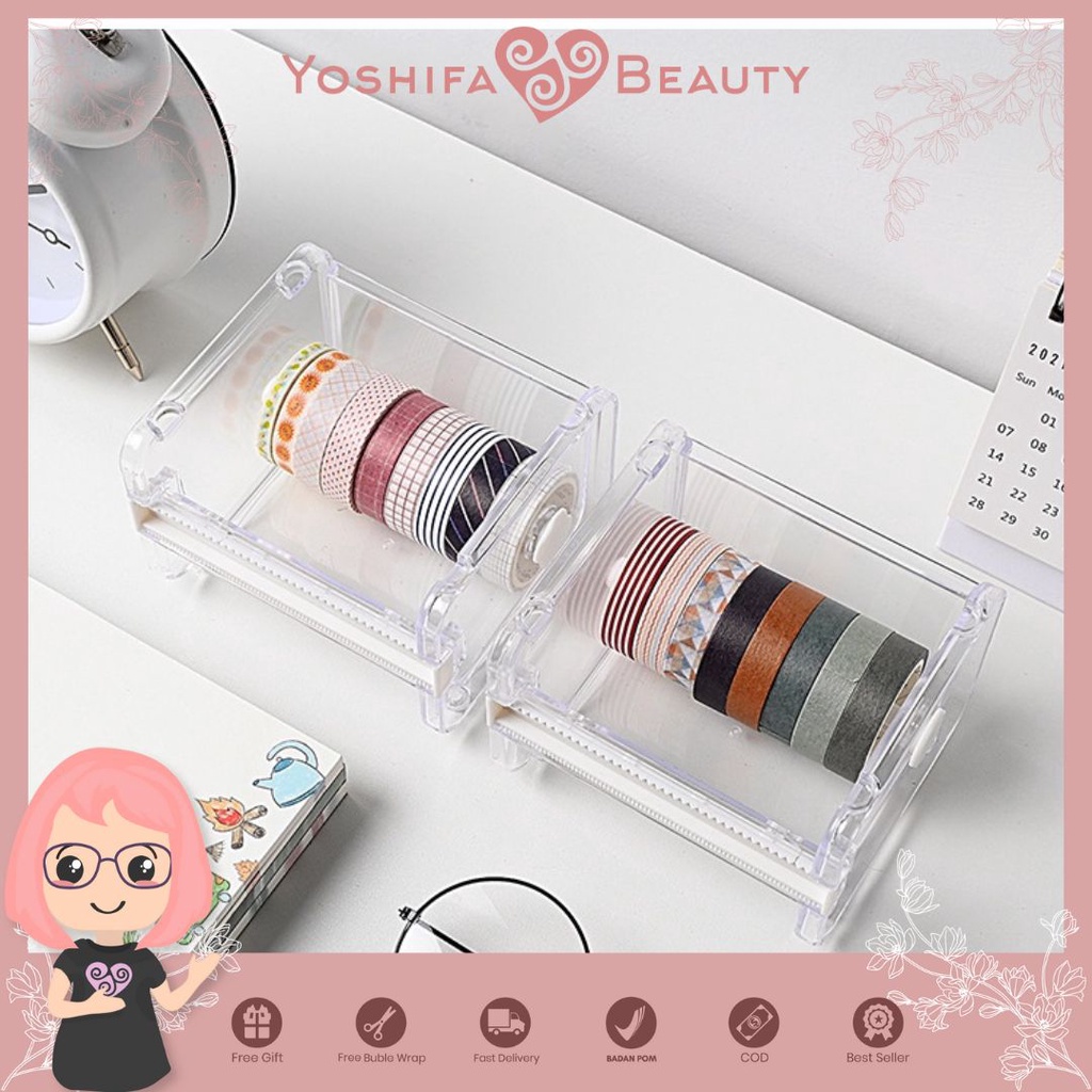 Dispenser Washi Tape TRANSPARAN | Washi Tape Dispenser Besar | Kotak Masking Tape | Tape Storage Solatip roll