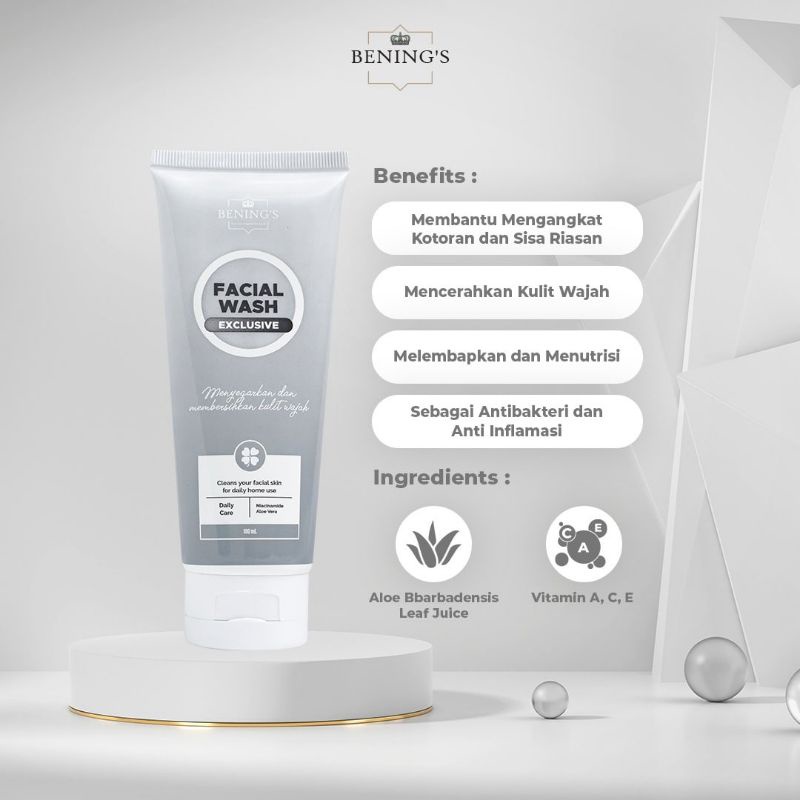 Facial Wash Exclusive Benings Skincare by Dr Oky (Benings Clinic) Aloe Barbadensis Leaf