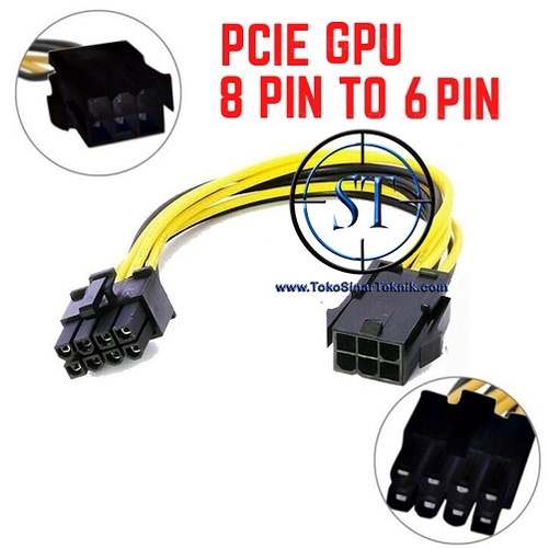 Kabel Power Adapter VGA PCIE 6 Pin to 8 pin PCI-E  PCI-Express Power Cable 20cm Extender Card 6 pin Female to 8 Pin Male