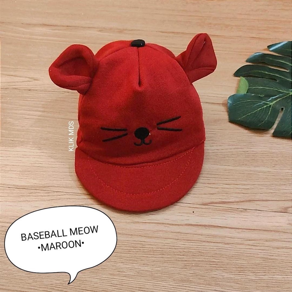 Topi Bayi Laki-Laki Motif Baseball Meow / Topi Anak Bayi Usia 0-2 Tahun-5