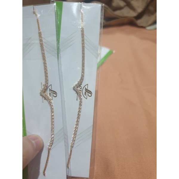 Gelang serut tifani lotus listring plat mata putih jumbo besar emas asli 375 smile itaewon