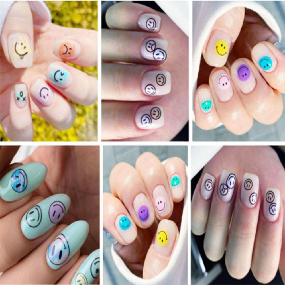 Mxbeauty Smiley Stiker Kuku Wanita Warna-Warni Perekat Diri Fashion Nail Art Dekorasi