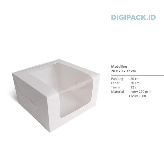 BARU Digipack Madeline Window White Cake Box 20 x 20 x 12