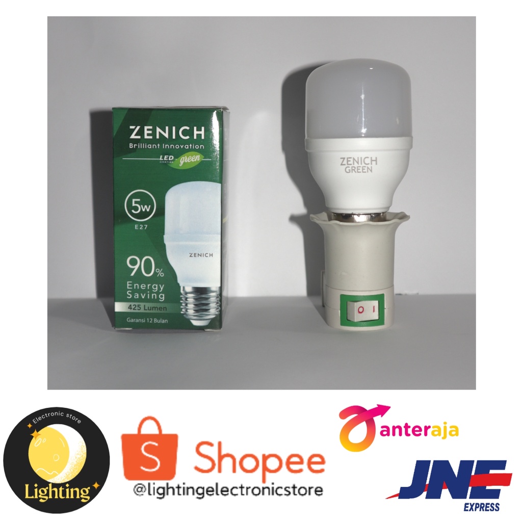 LAMPU LED ZENICH 5 WATT GARANSI 1 TAHUN | Zenich Green T-Bulb 5w