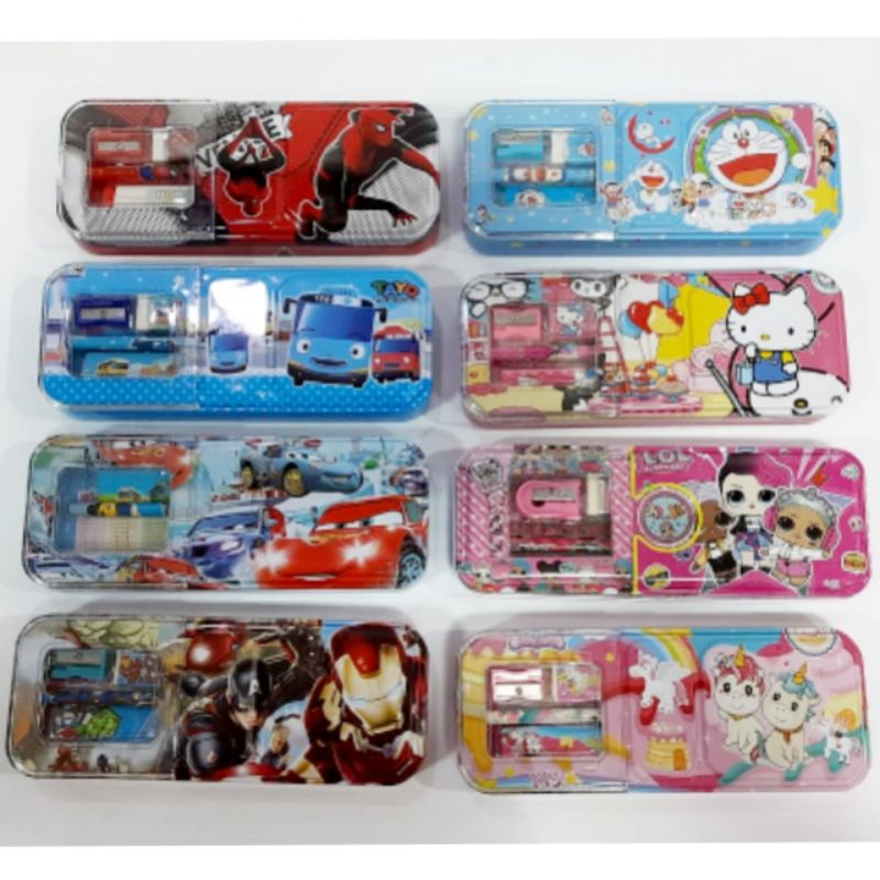 

Kotak Tempat Pensil Stationery Alat tulis Pony Kitty Frozen Spiderman Batman Superman Doraemon Cars
