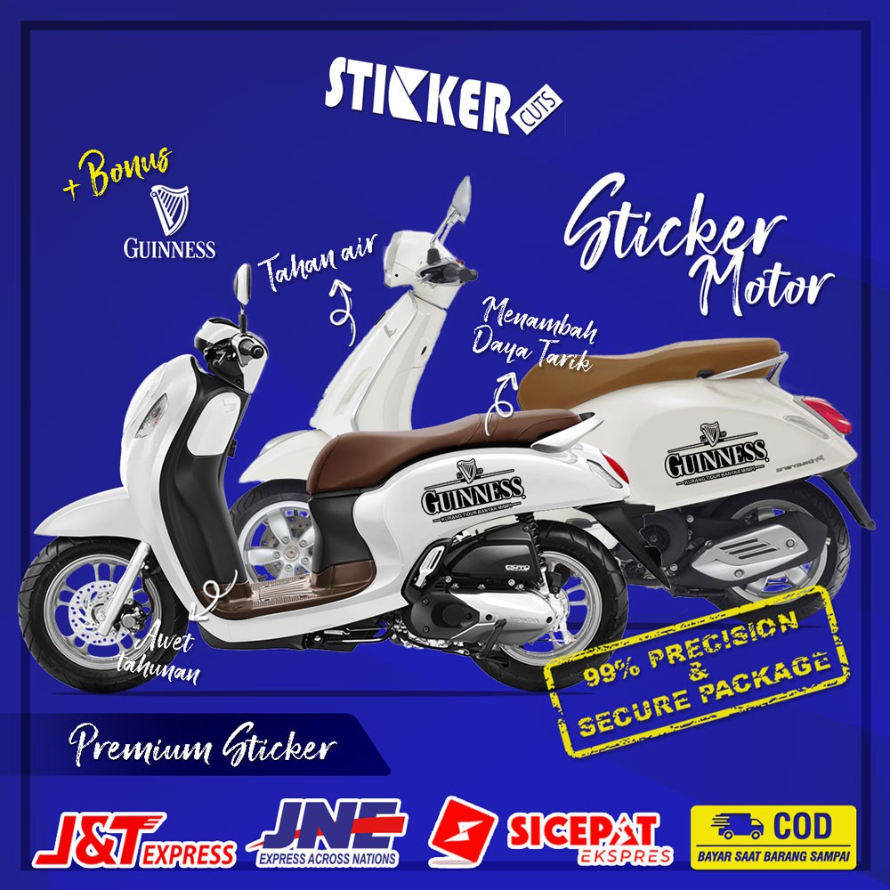 STICKER STIKER MOTOR VESPA SCOOPY LOGO GUINNESS