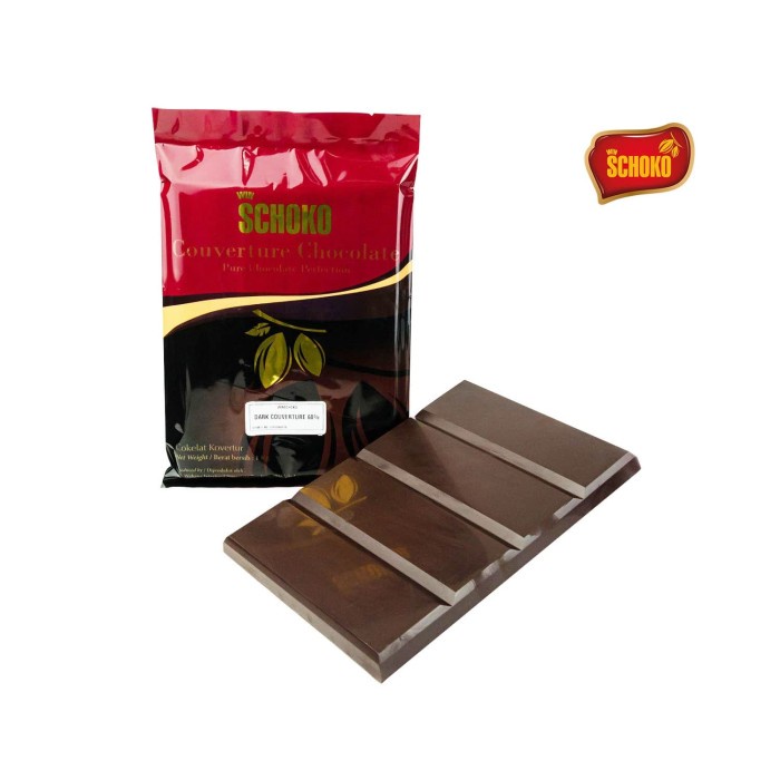 

SCHOKO Couverture Dark Chocolate 60 Packing 1Kg Chocolate Blok