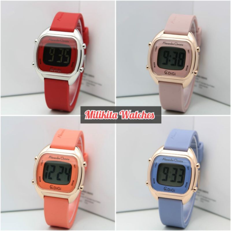 [ORIGINAL100%✔]JAM TANGAN WANITA ALEXANDRE CHRISTIE AC9335 / AC 9335 DIGITAL RUBBER