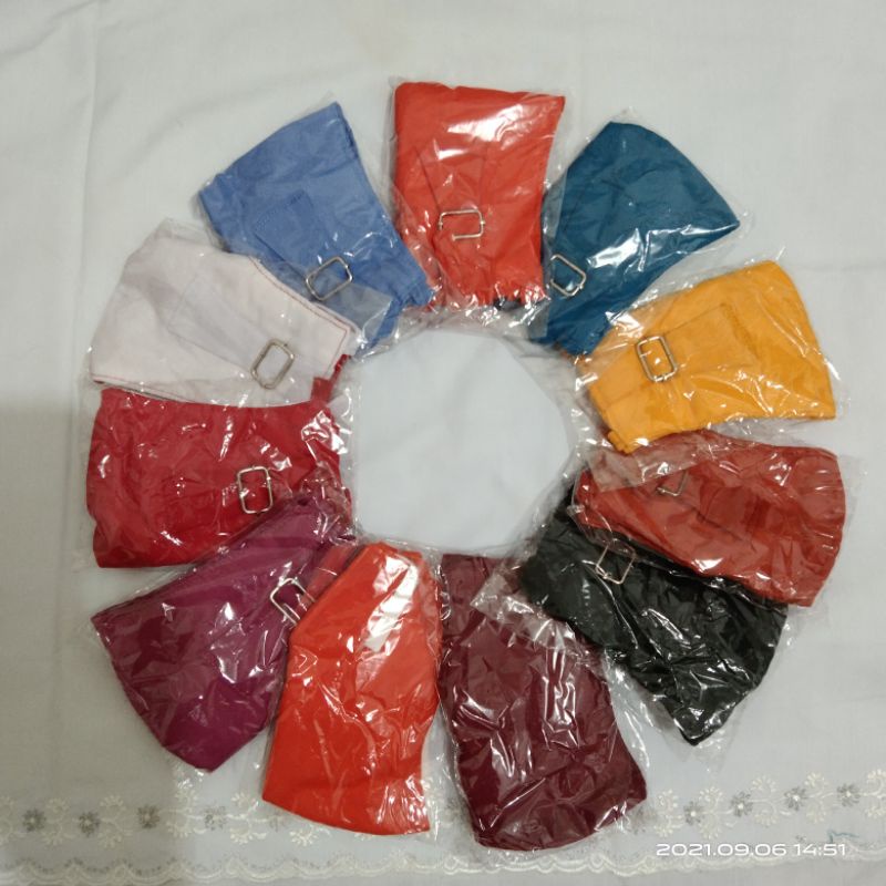 107. Masker kain 3 lapis / masker dewasa polos / masker gesper