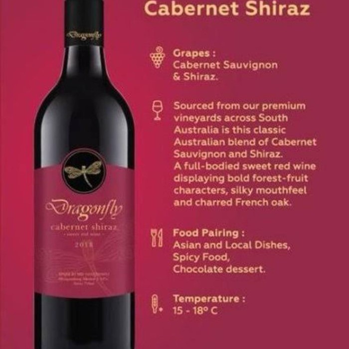 Wine Dragonfly Cabernet Shiraz Sweet Red 750Ml Hatten red wine Hatten dragonfly sweet wine