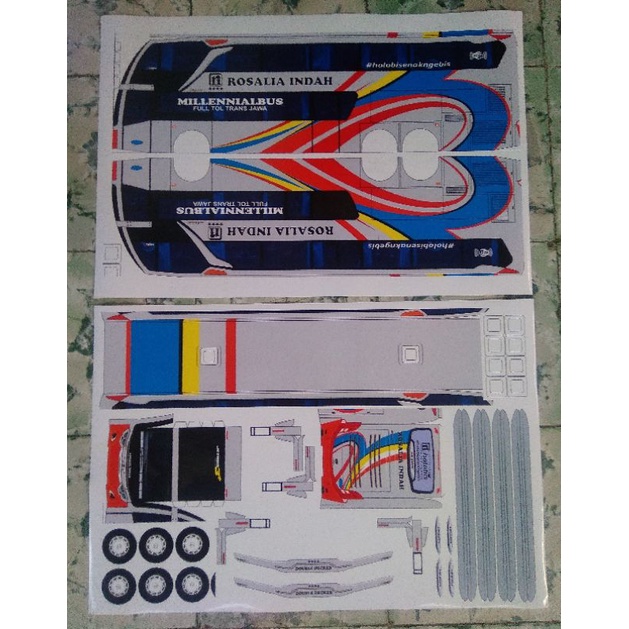Lembaran PaperCraft Bus Rosalia Indah Double Decker JB3+ Skala 1:30