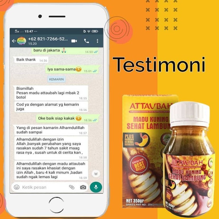 Madu Obat Maag Asam Lambung dan Gerd Kronis Herbal Paling Ampuh ATTAUBAH 350gr