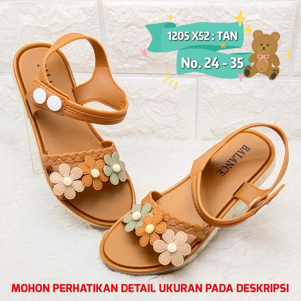 Sendal Anak Balance 1205 X52 Sandal Jelly Import Size 24-29Motif Bunga &amp; Tali Original Empuk Lentur Cantik Nice Diskon Promo