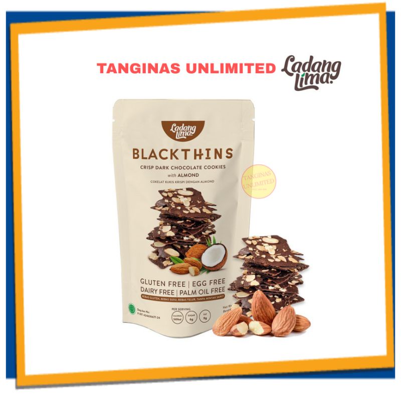 Blackthins Ladang Lima | Crisp Dark Chocolate Cookies With Almond 100gr