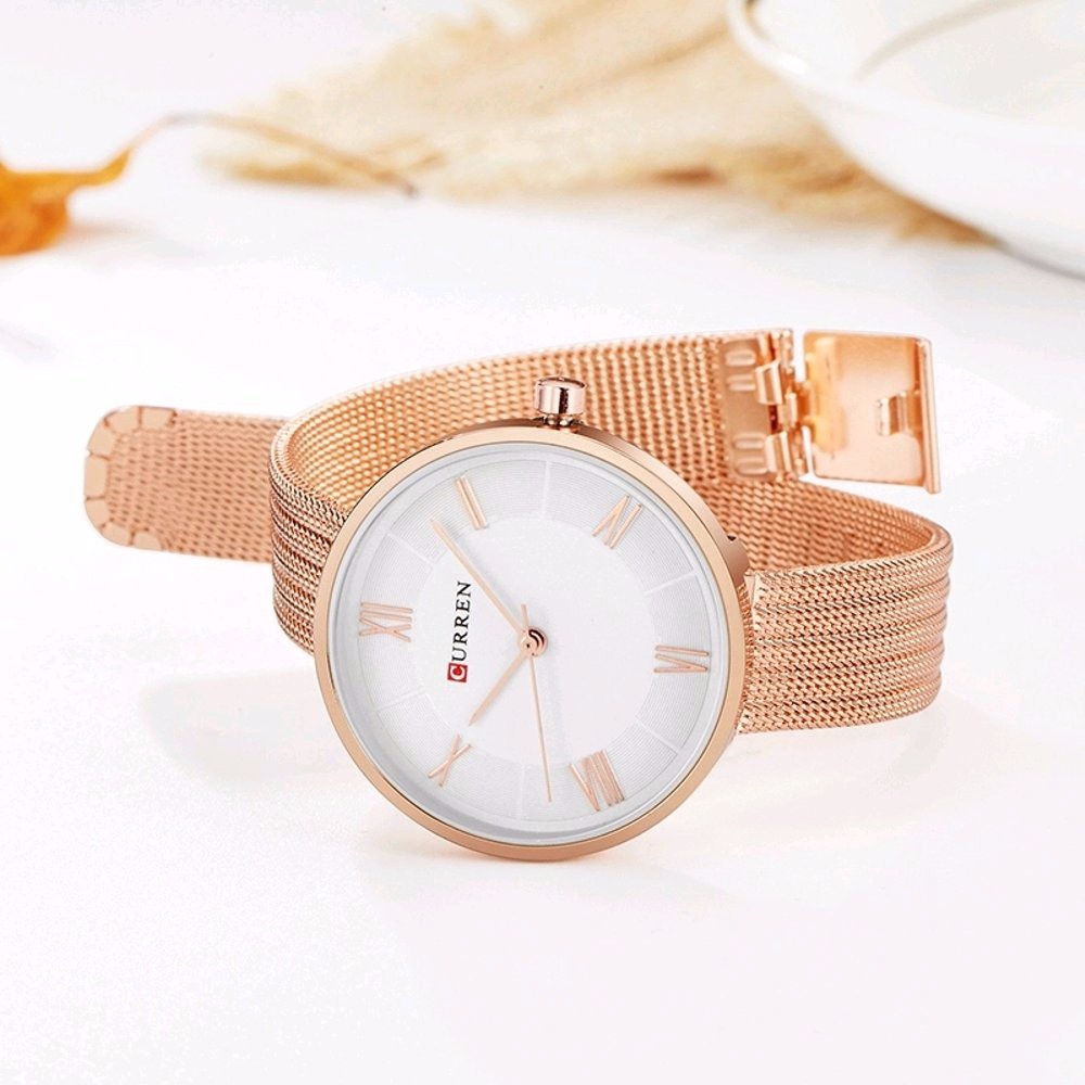 Jam Tangan Wanita Analog Curren Watch Rose Gold P002