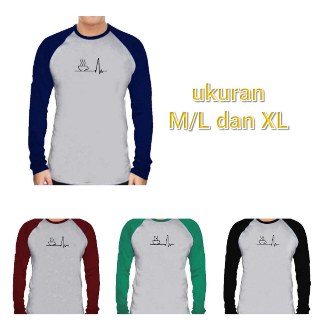 kaos raglan KOPI / kaos kekinian /  kaos terlaris /  atasan lengan panjang - alipio fashion