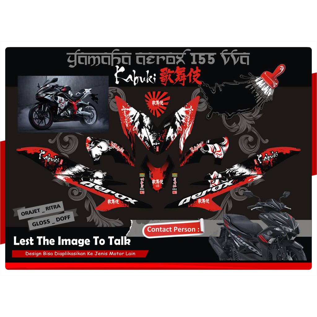 CUTTING Decal Aerox 155 kabuki merah Full body