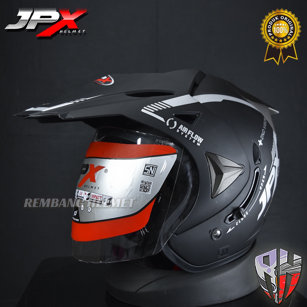 HELM JPX SUPERMOTO SOLID BLACK DOFF ORIGINAL, HELM HALF FACE SEMICROSS, JPX HELMET OFFICIAL STORE