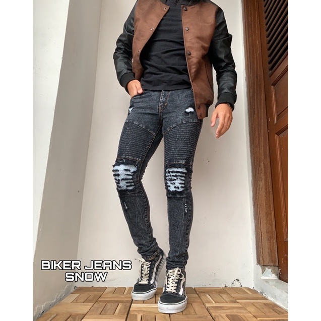 CELANA SOBEK BIKER PRIA CELANA PANJANG DISTRO SLIMFIT SRECH TERBARU KOREA STYLE BOY FRIEND IMPORT