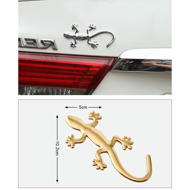 Emblem Mobil Sricker Tempelan Chrome 3D Model Cicak Universal Mobil Yaris Vios Xenia Pajero Honda Av