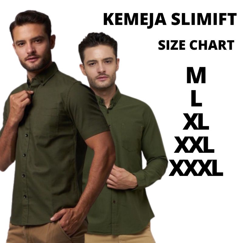 kemeja pria hem pria lengan panjang hijau army polos lengan pendek hijau tua hem cowok slim fit hija
