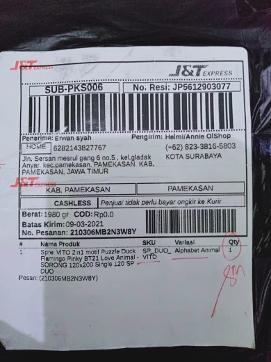 Sprei Vito 2in1 Motif Puzzle Duck Flamingo Pinky Bt21 Love Animal - Sorong 120x200 Single 120 Sp Duo