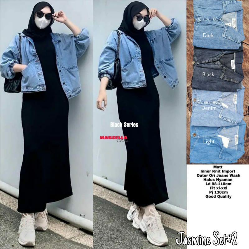 JASMINE ANGELA SET JEANS DRESS OUTER INNER PISAH BEST SELLER