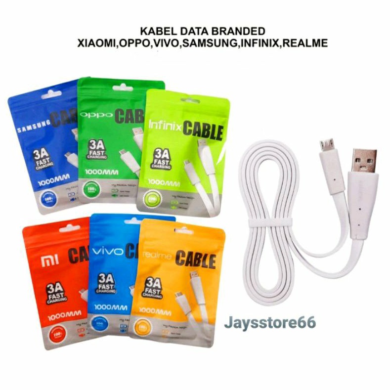 Kabel Data Brand For Oppo Samsung Vivo Realme Xiomy  Micro USB 3.A Fast Charging 100cm