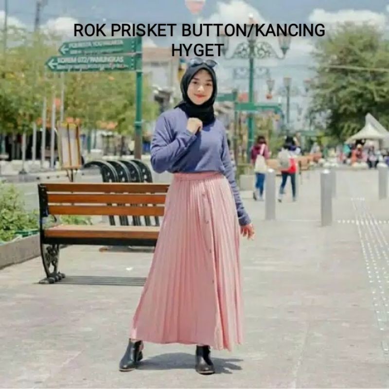 ROK PLISKET KANCING PREMIUM PLEATED SKIRT / ROK PRISKET / PLEATED SKIRT 1kg muat 6pcs (COD)