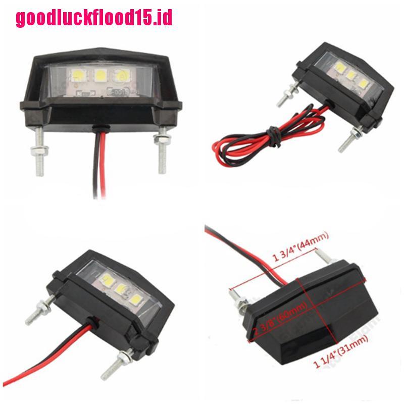 (LUCKID) Lampu Plat Nomor Belakang Motor 3-LED Mini