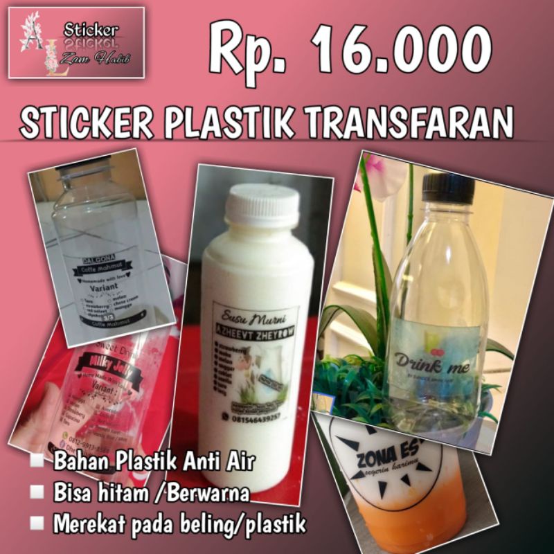 

Sticker Plastik Transfaran isi 50 pcs ukuran 5x5 cm n
