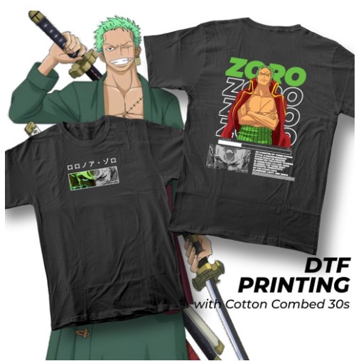 KAOS DISTRO ANIME ONE PIECE SERIES ZORO WANO BAHAN COTTON COMBED T-SHIRT UNISEX / SABLON DTF CEPAT JADI BISA BAYAR DI TEMPAT ( COD )