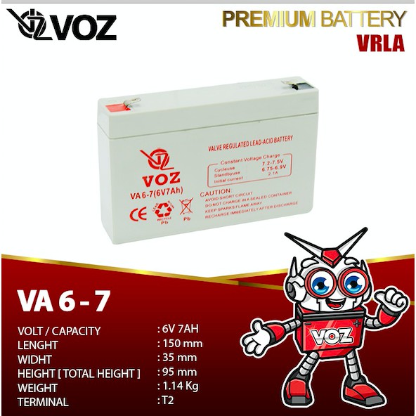 AKI MOBIL MAINAN, BATERAI MOBIL MOTOR MAINAN, BATTERY VOZ 6V 7AH