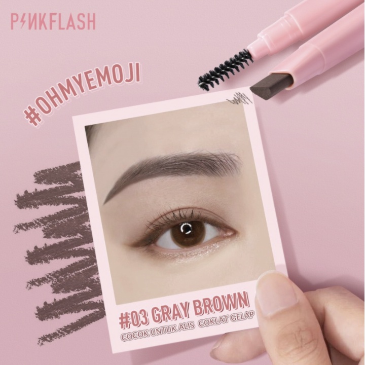 [ PINKFLASH ] OhMyEmoji Automatic Eyebrow Pencil Tahan Air Pigmen Pensil Alis PF013