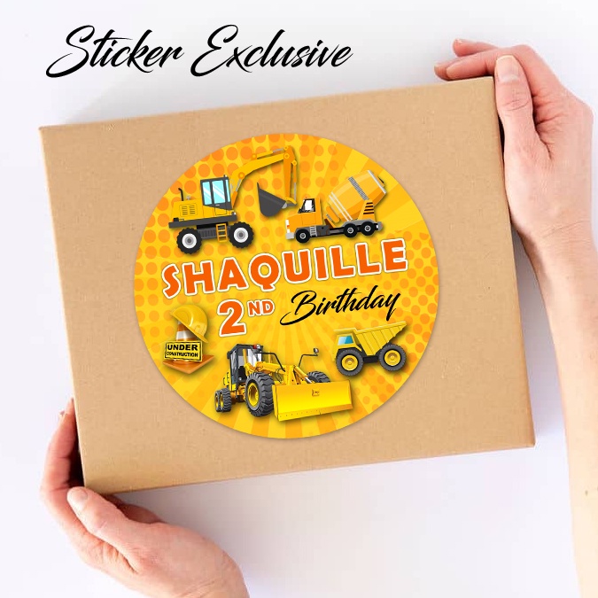 

50 STIKER / STICKER CONSTRUCTION 1 UTK BAG / BENTO / SOUVENIR ULTAH ULANG TAHUN