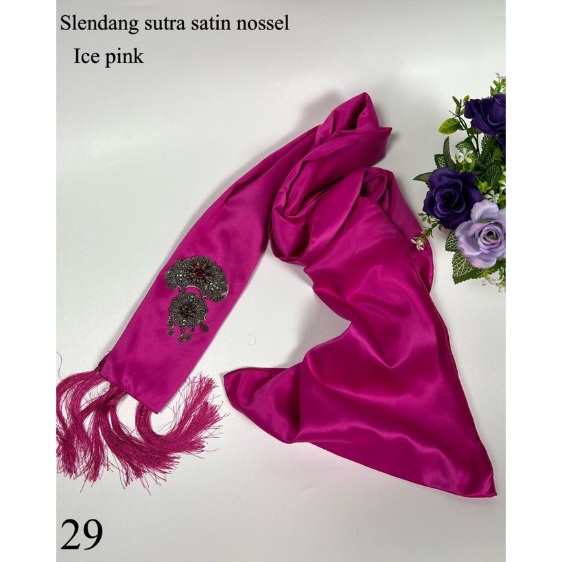 Selendang Satin Silk Ronce / Selendang Satin Silk Nossle / Selendang Satin Sutra Ronce-Ice pink