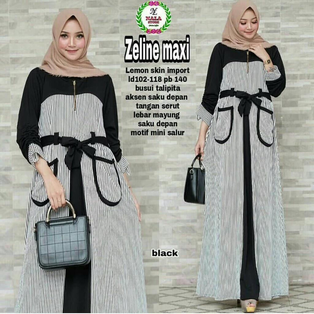 Baju Gamis ZALINE MAXI Dress Balotely Muslim Wanita Hijab Terbaru Termurah baju hamil