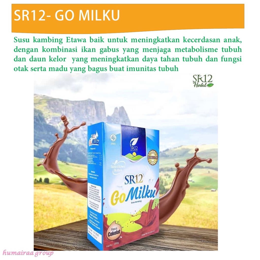 

SR12 GO MILKU/Susu Kambing Etawa/Mengandung Ikan gabus dan Daun Kelor serta Madu/Produk dengan Persentase Susu Tertinggi/ berat 600 gr