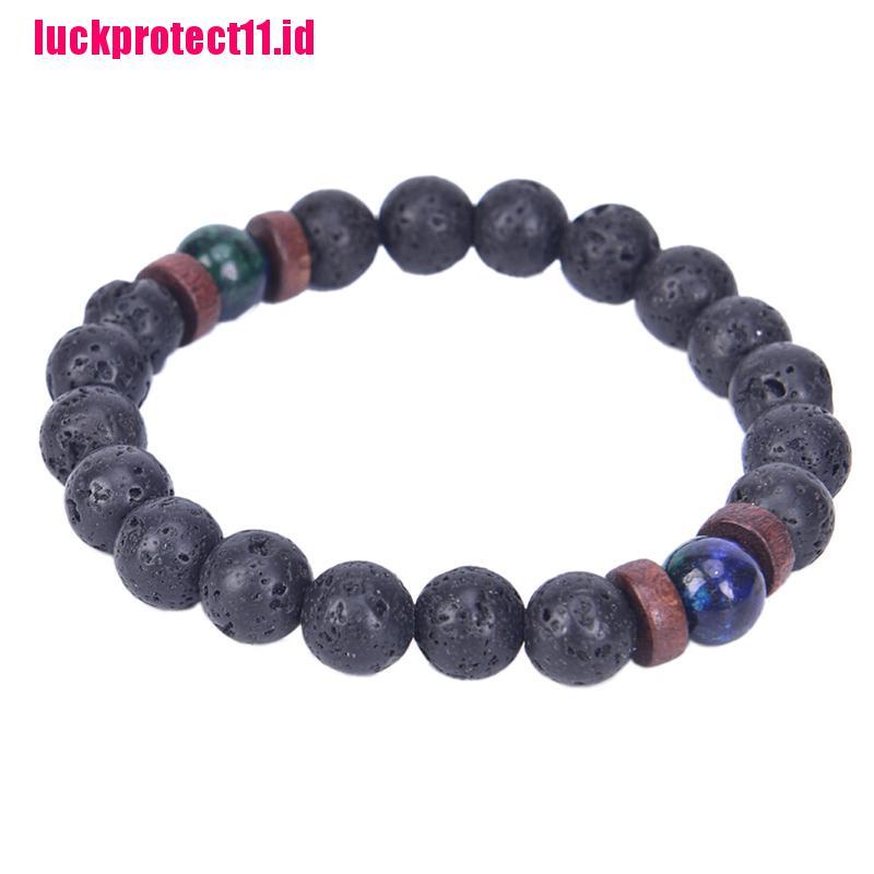 Gelang Manik-Manik Batu Lava Rock Chrysocolla Untuk Pria