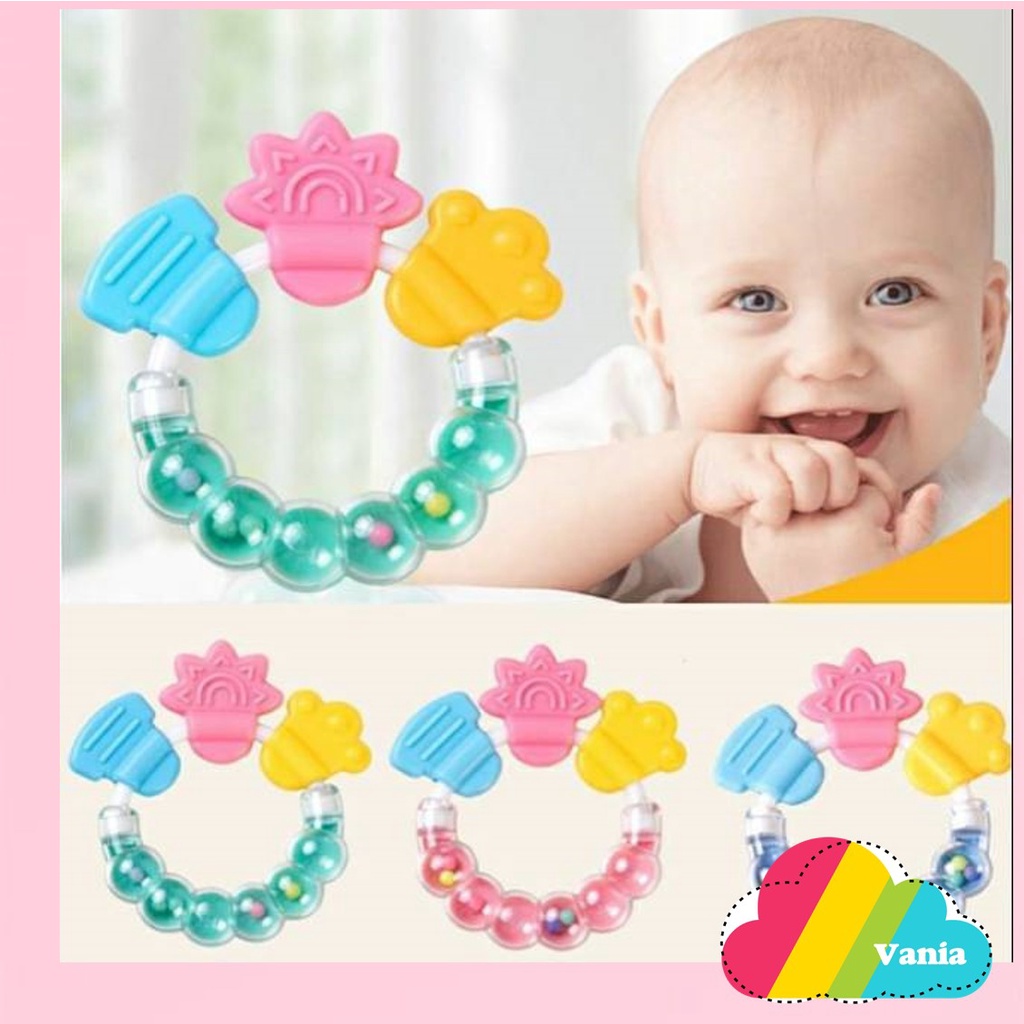 TEETHER RATTLE Mainan Kerincingan Genggam bintang silicon edukasi Bayi Anak gigitan toy silikon