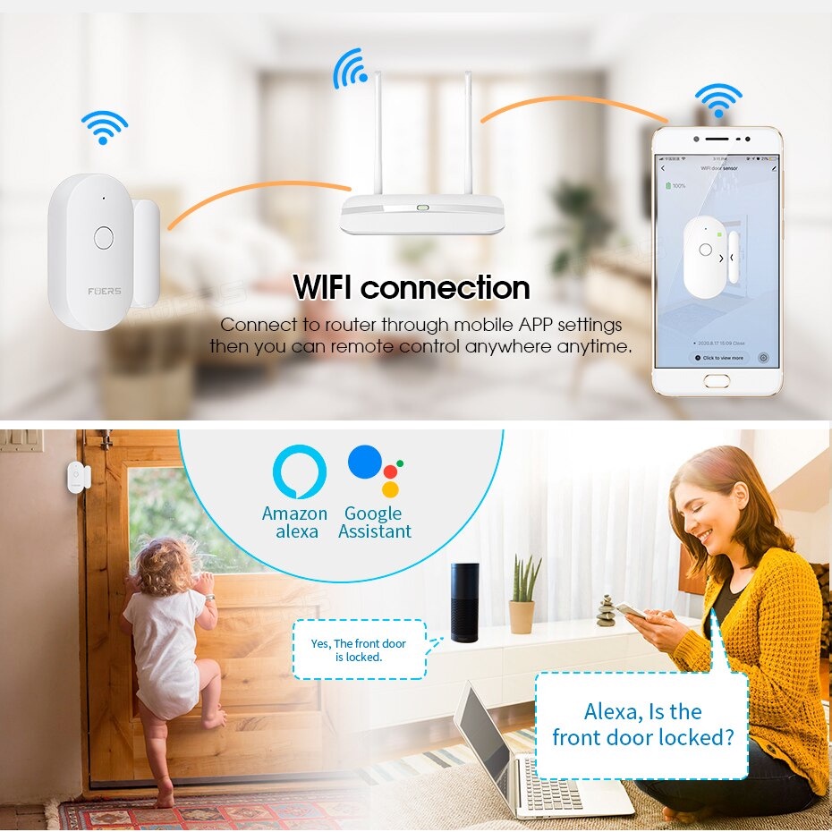 Smart Alarm Sensor Pintu Jendela Rumah WiFi - WIFID01PACKAGE CONTENTS