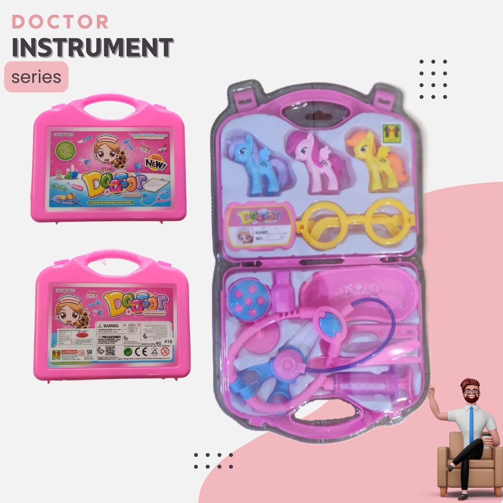 Mainan SNI Edukasi Alat Dokter Doctor Set Little Pony Figure Kuda Poni Mika 418-H006 Kado Hadiah Ulang Tahun  Anak Perempuan