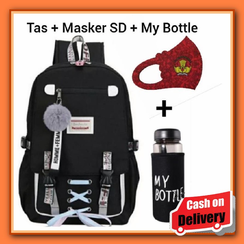 Tas Sekolah Ransel Anak Sd/Smp/Sma Cewek Warna Tie Dye Pelangi Rainbow Cantik Lucu Waterproof (Tahan