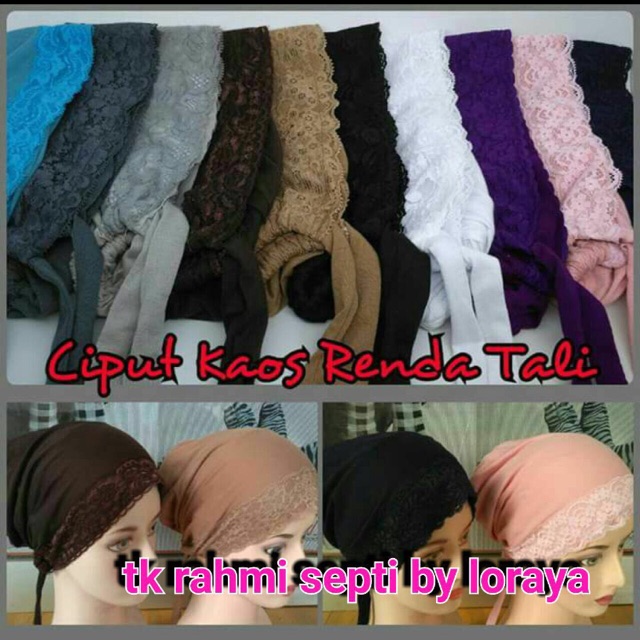 Dalaman kerudung kaos renda tali