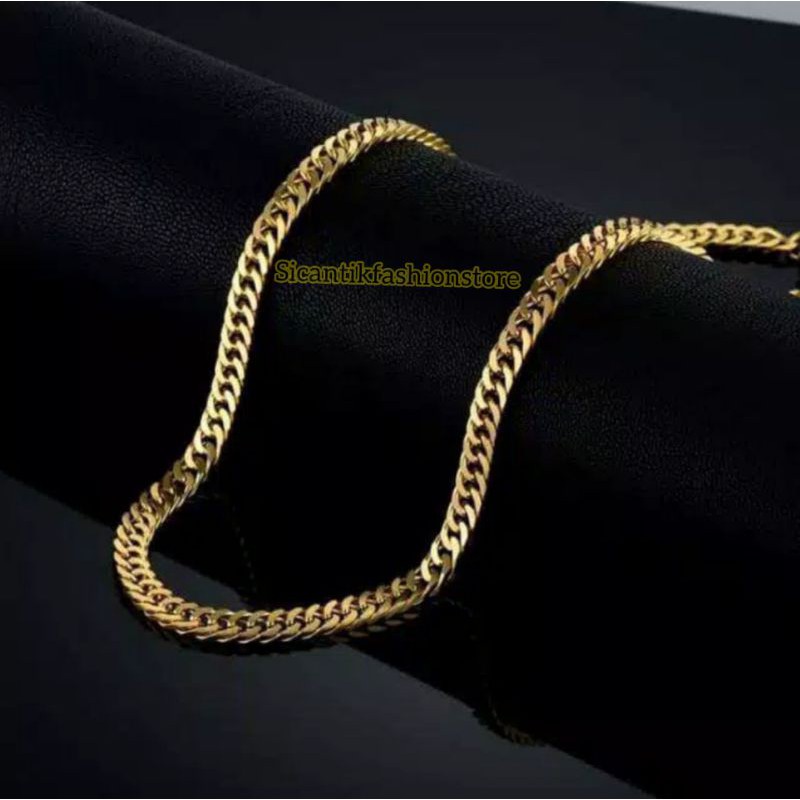 KALUNG TITANIUM RANTAI GOLD FASHION PRIA/WANITA TERLARIS ANTI KARAT KALUNG TITANIUM PRIA LAPIS EMAS