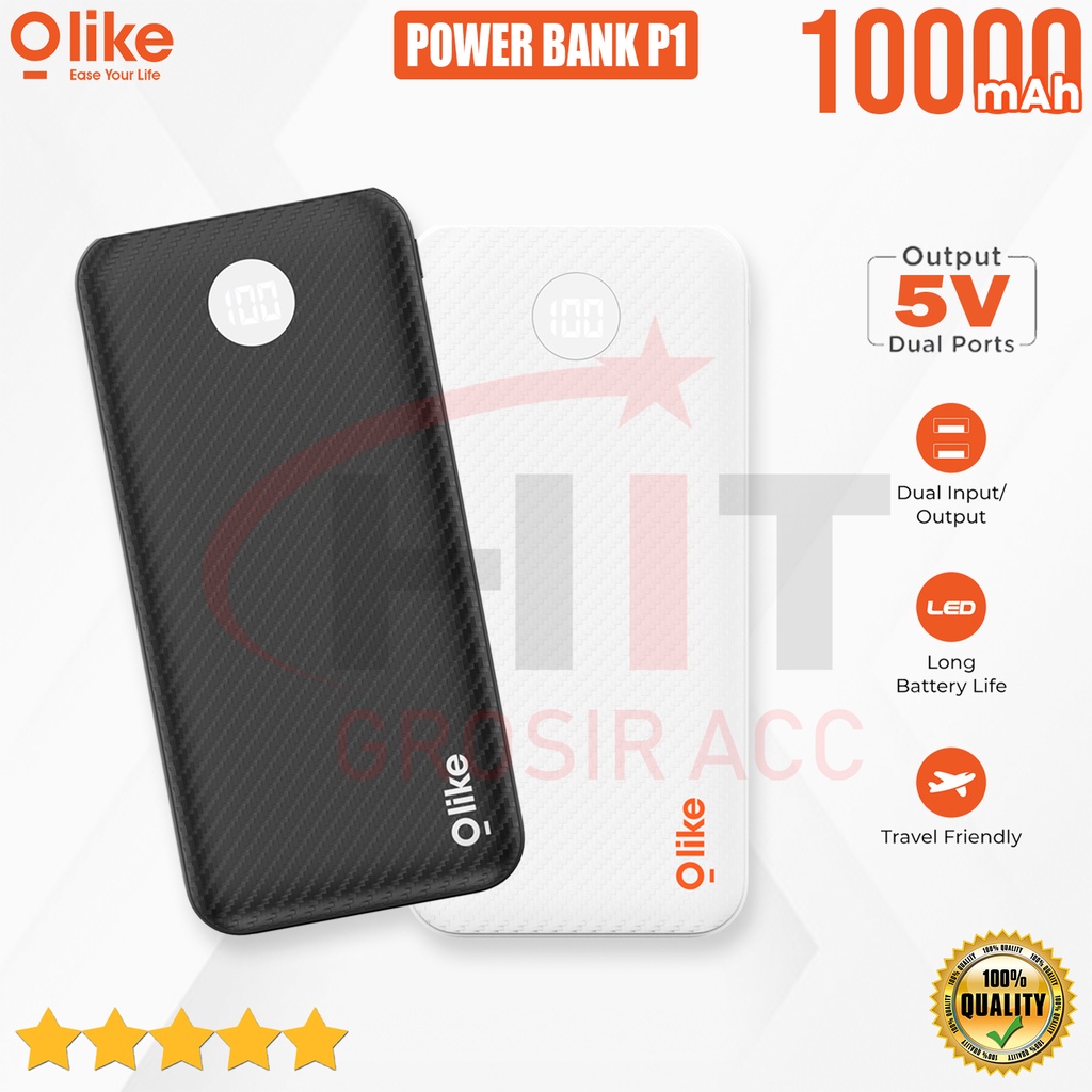 Powerbank Olike Dual USB Port 10.000 mAh LED Display Fast Charging P1