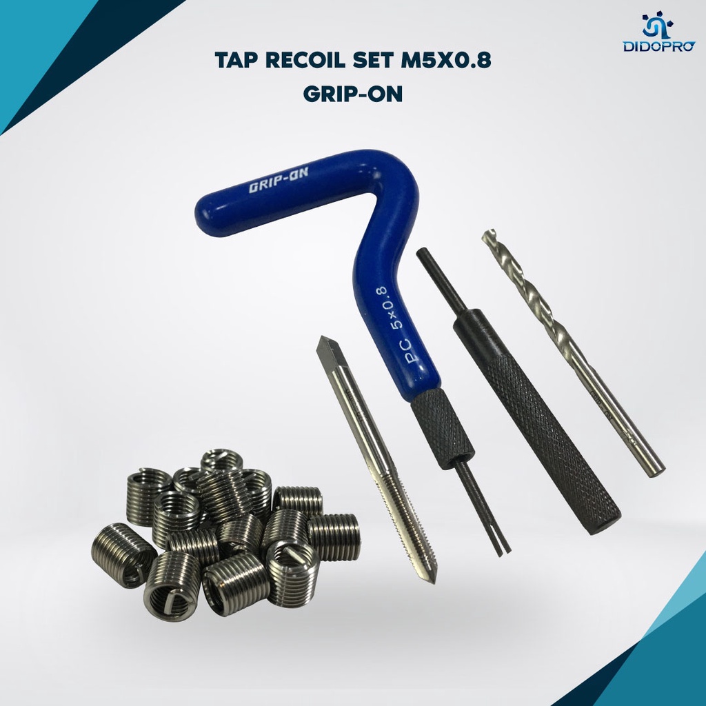 Tap Recoil Set Grip-On M5 x 0.8 Tap Repair Drat Rusak Recoil Tap Thread Repair System Set